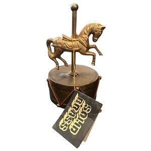 Unbranded Carousel Horse Music Box Unisex OS Gold Good Solid Brass Drum Base‎